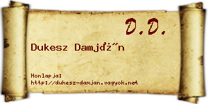 Dukesz Damján névjegykártya